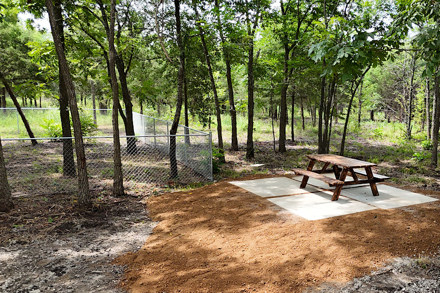 Dog park and picnic table